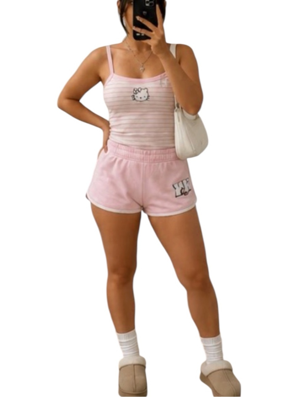 Hello Kitty Pink striped tank top and shorts set 🎀✨